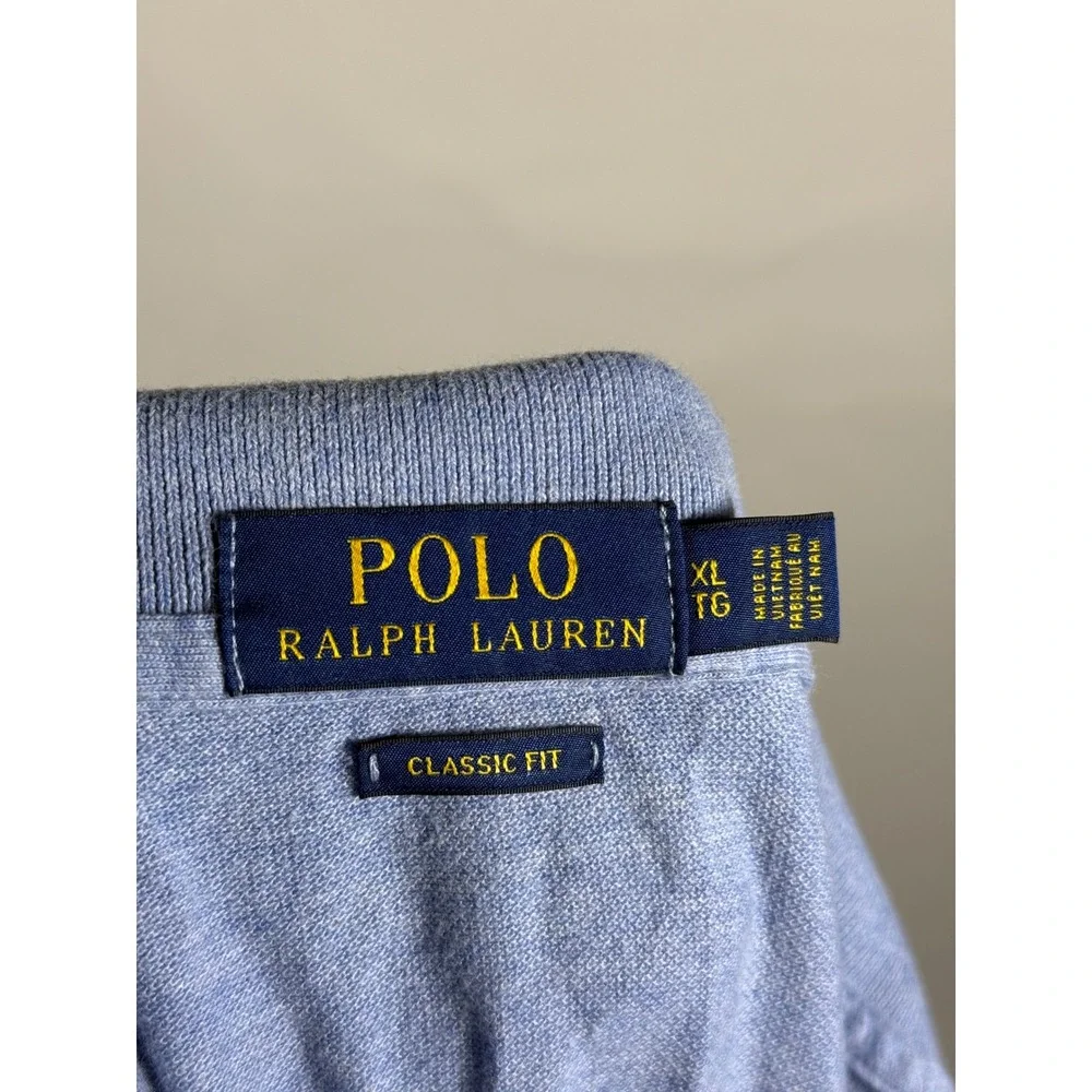 Polo Ralph Lauren Mens XL Long Sleeve Polo Shirt Light Blue Classic Fit Pony